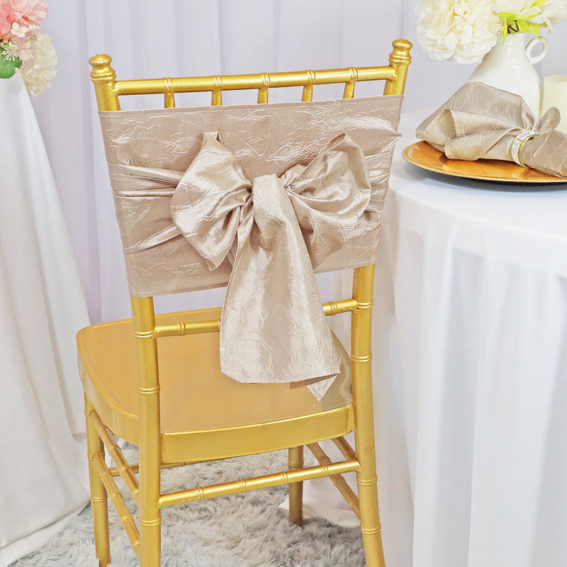 Crushed Taffeta Chair Sash Sample Champagne