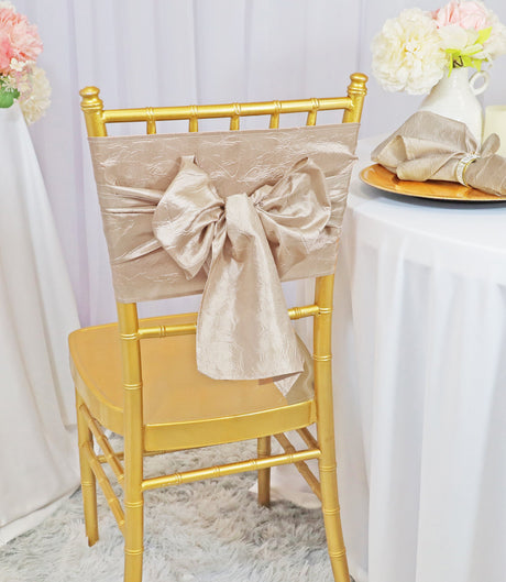 Crushed Taffeta Chair Sash Sample Champagne