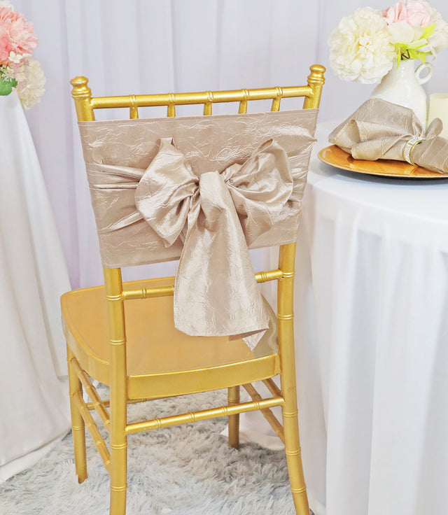 Crushed Taffeta Chair Sash Sample Champagne