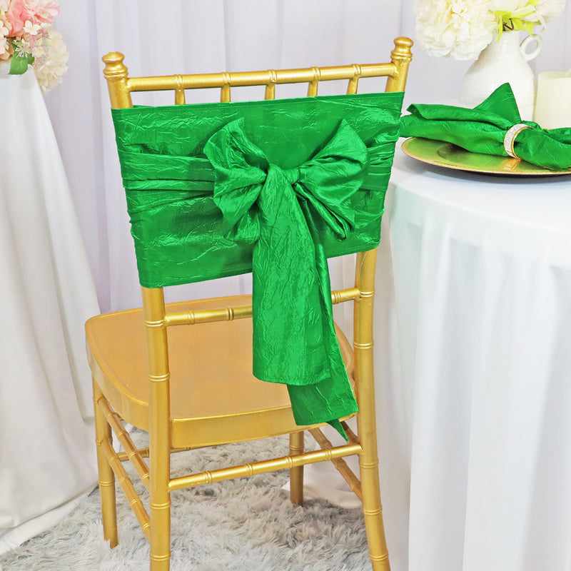 Crushed Taffeta Chair Sash Sample Emerald Green