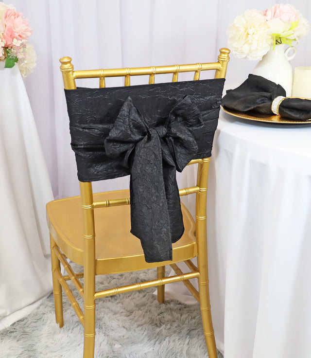 Crushed Taffeta Chair Sash Sample Black