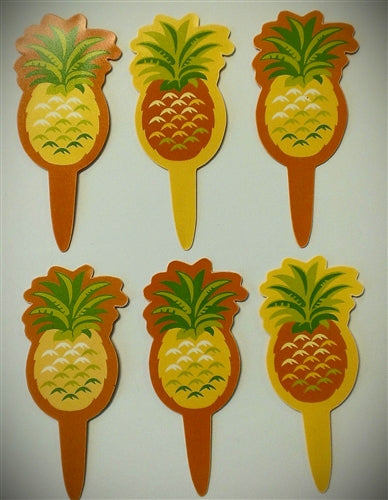 Pineapple Paper Cupcake Picks - 6 Pack