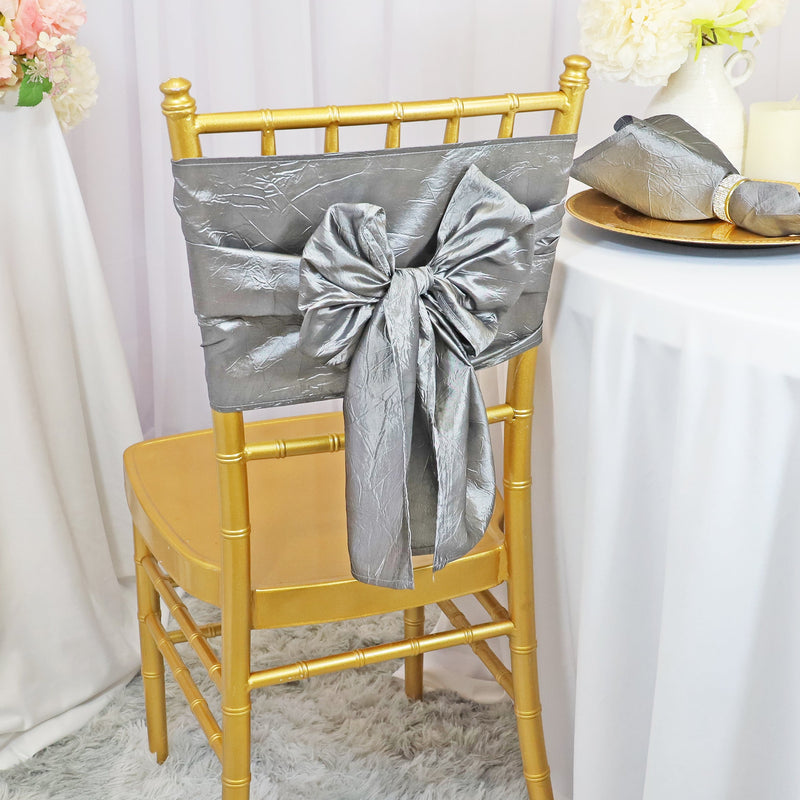 Crushed Taffeta Chair Sash Sample Silver