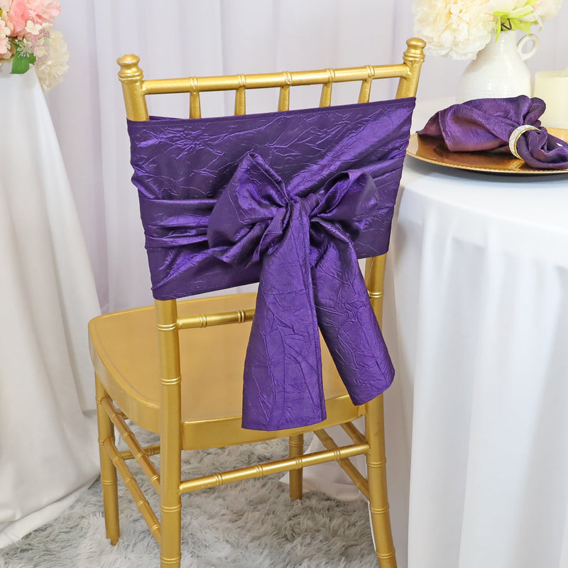 Crushed Taffeta Chair Sash Sample 9.5x108 Eggplant