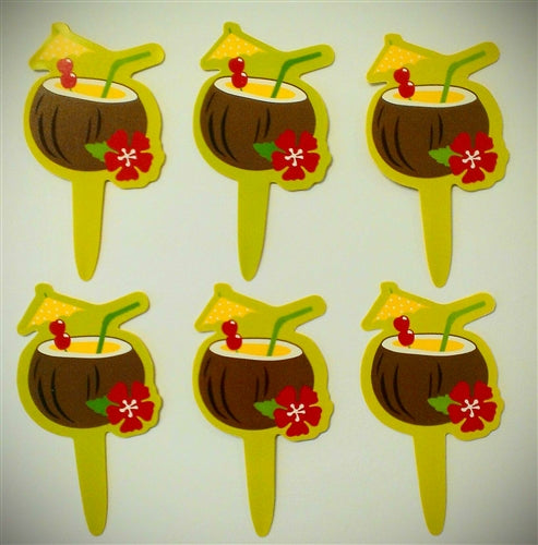 Coconut Drink Cupcake Picks - 6 Pack