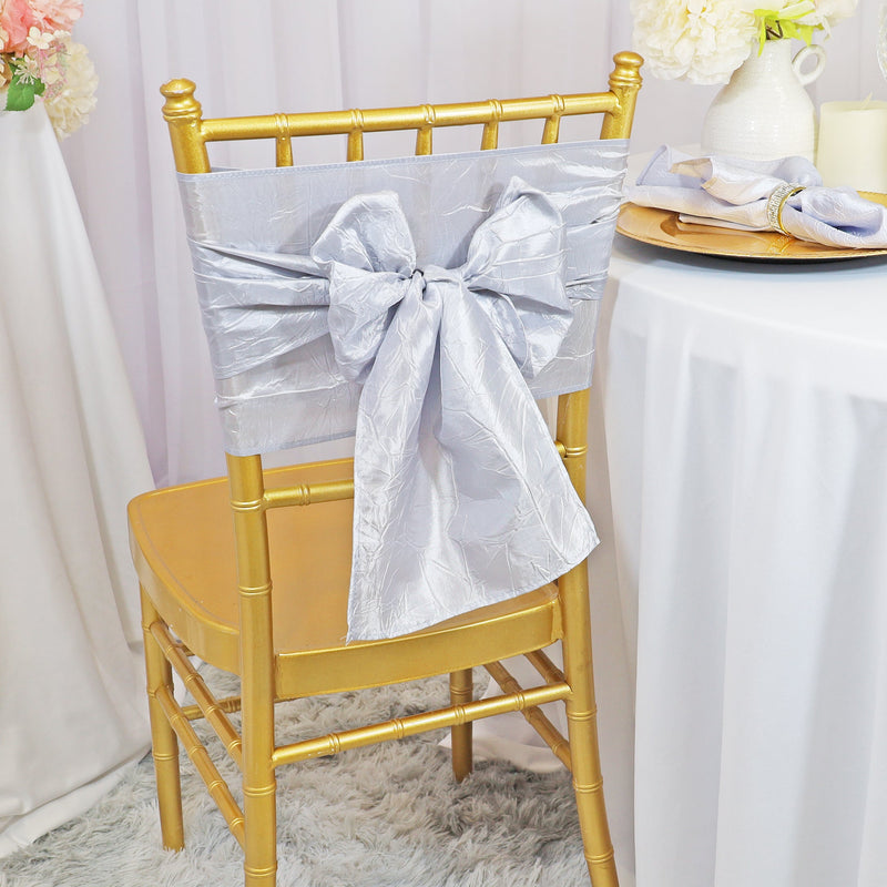 Crushed Taffeta Chair Sash Sample 9.5x108 Platinum