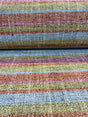 Line Dance Berry Polyester Rayon Linen Fabric - Orange Pink Green Blue Stripe, 56" Width (By The Yard)