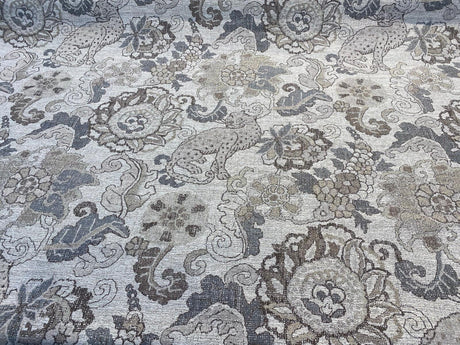 Motemi Toile Leopard Graystone Chenille Fabric - Gray Taupe Beige Leopard Toile, 58" Width (1 Yard)