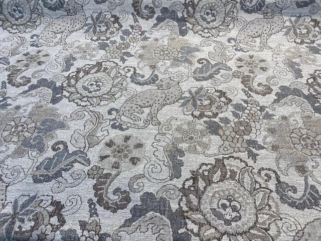 Motemi Toile Leopard Graystone Chenille Fabric - Gray Taupe Beige Leopard Toile, 58" Width (1 Yard)