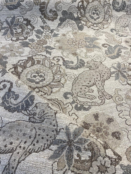 Motemi Toile Leopard Graystone Chenille Fabric - Gray Taupe Beige Leopard Toile, 58" Width (1 Yard)