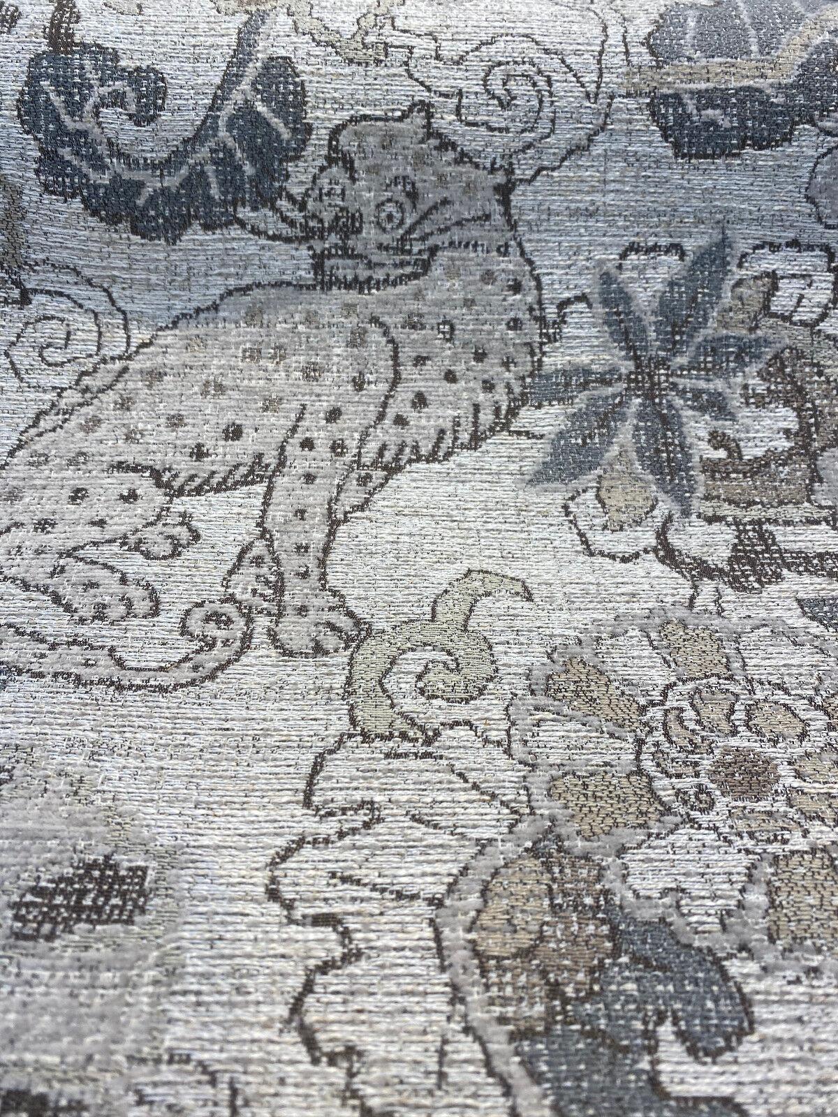 Motemi Toile Leopard Graystone Chenille Fabric - Gray Taupe Beige Leopard Toile, 58" Width (1 Yard)