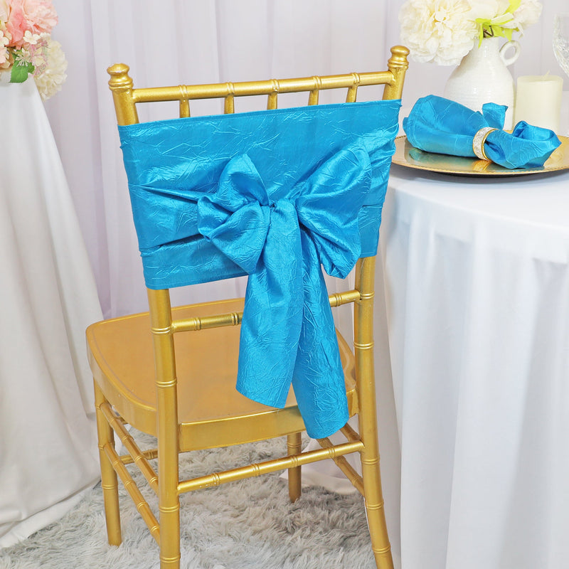 Crushed Taffeta Chair Sash Sample Turquoise