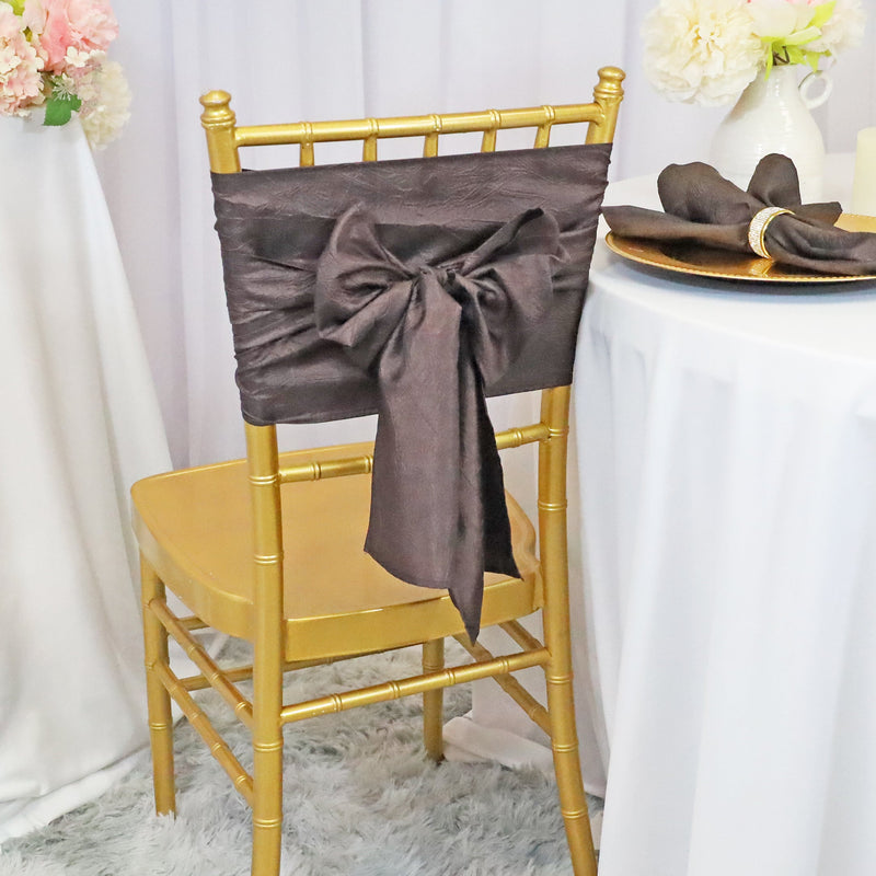 Crushed Taffeta Chair Sash Chocolate 9.5x108