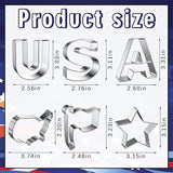 6 PCS Patriotic Metal Cookie Cutters, Labor Day USA Words American Flag Map Cutter Mold for Kitchen Baking Patriotic Party Stainless Steel Biscuits Cutters for Veterans Day Home Baking Gifts