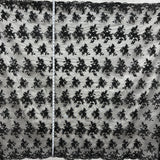 1 Yard - Corded Bridal Lace Fabric Embroidered on 100% Polyester Net Mesh - 53" Wide