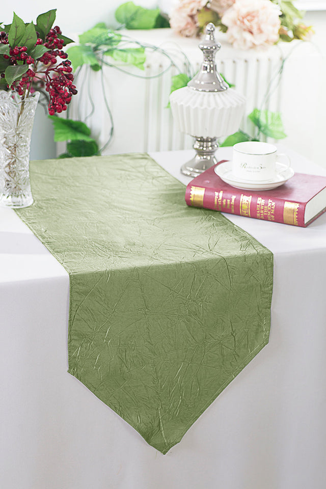 Crushed Taffeta Table Runner 13x108 Sage Green