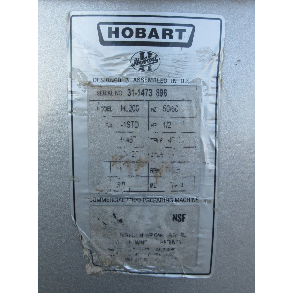 Hobart HL200 20 Qt Legacy Mixer, Bowl And 2 Attachments Included, Used Excellent Condition