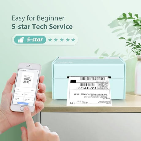 JADENS Bluetooth Thermal Label Printer -Wireless Shipping Label Printer for Small Business & Package, USPS, Etsy, Amazon, Compatible with iPhone, Windows, Android