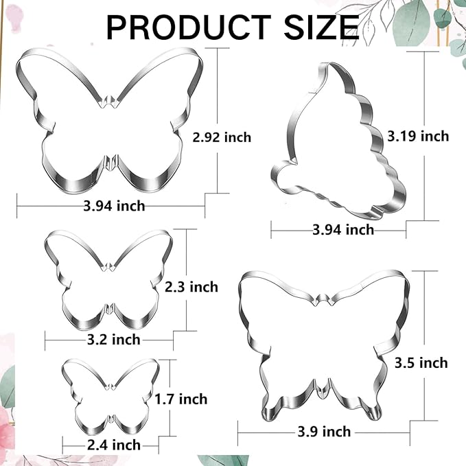 Butterfly Cookie Cutter Set-5 Piece-Butterfly Fondant Biscui Cutters