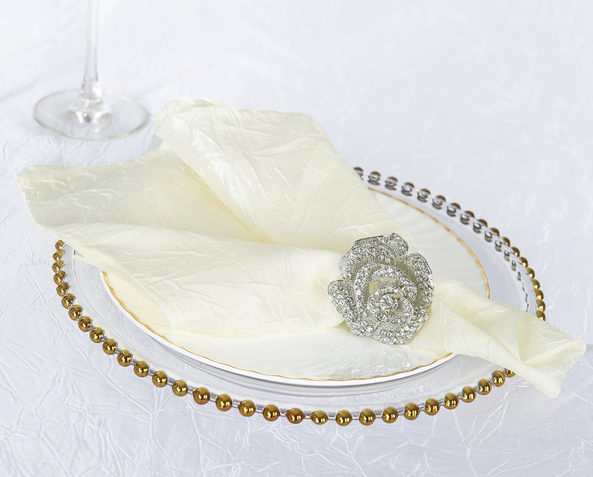 Crushed Taffeta Dinner Napkin Sample 20x20 Ivory