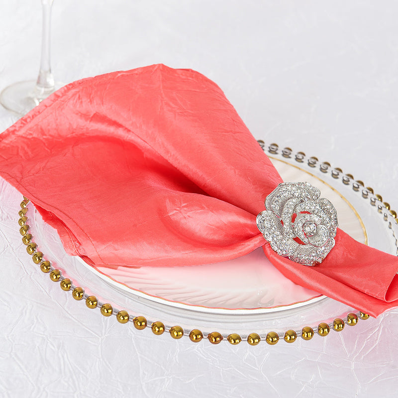 Crushed Taffeta Dinner Napkin Sample 20x20 Coral
