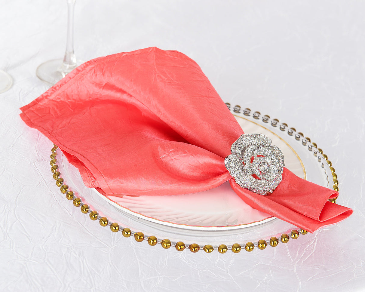 Crushed Taffeta Dinner Napkin Sample 20x20 Coral