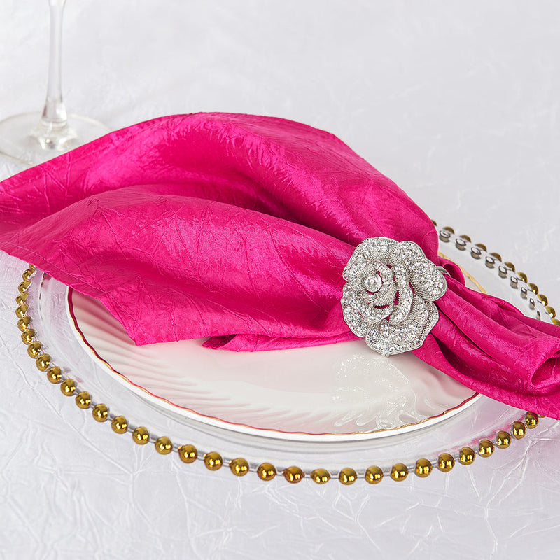Crushed Taffeta Cloth Dinner Napkin 20x20 Fuchsia