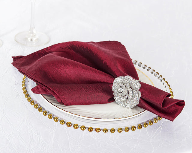 Crushed Taffeta Dinner Napkin Sample 20x20 Burgundy