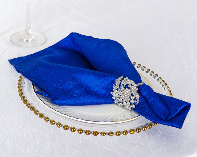 Crushed Taffeta Cloth Dinner Napkin 20x20 Royal Blue