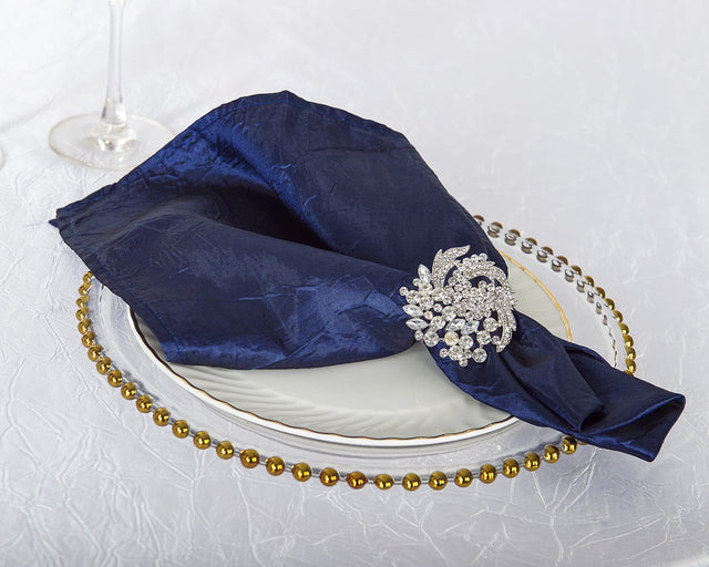 Crushed Taffeta Dinner Napkin 20x20 Navy Blue