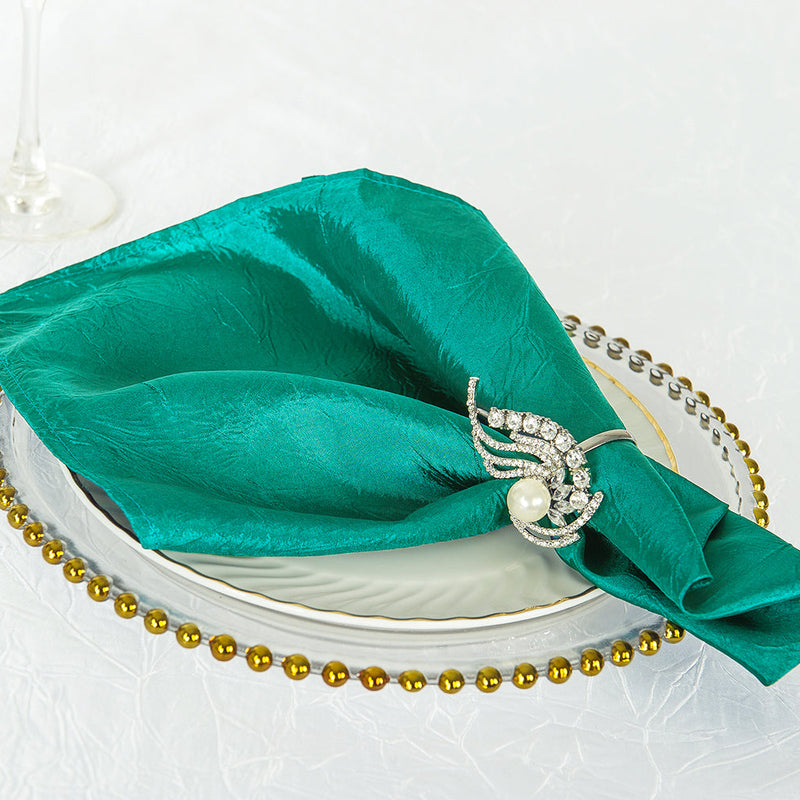 Crushed Taffeta Cloth Dinner Napkin Sample 20x20 Jade