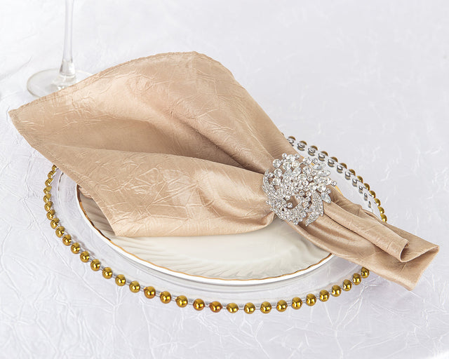 Crushed Taffeta Dinner Napkin Sample 20x20 Champagne