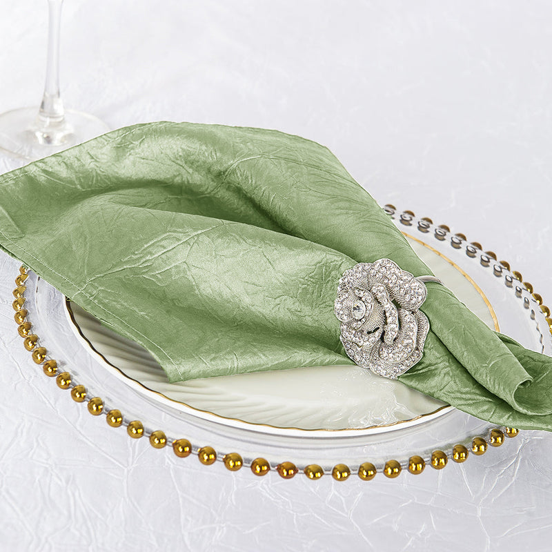 Crushed Taffeta Dinner Napkin Sample 20x20 Sage Green