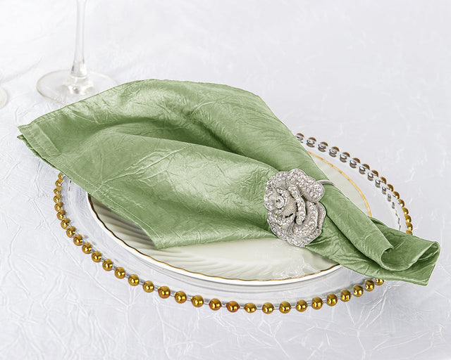 Crushed Taffeta Dinner Napkin Sample 20x20 Sage Green