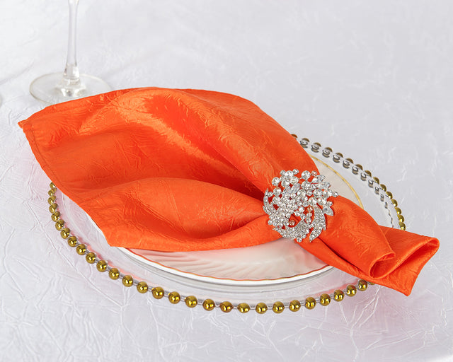 Crushed Taffeta Cloth Dinner Napkin 20x20 Orange