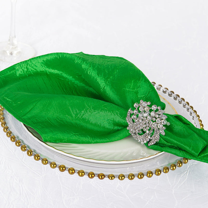 Crushed Taffeta Cloth Dinner Napkin 20x20 Emerald Green