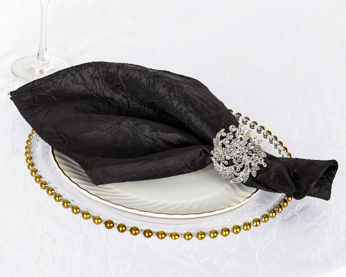 Crushed Taffeta Dinner Napkin Sample 20x20 Black