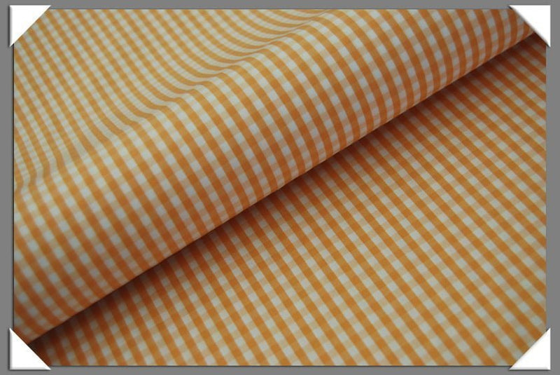 Peach Gingham Cotton Shirting Cotton Fabric - Peach Gingham, 58/60" Width