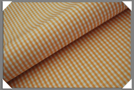 Peach Gingham Cotton Shirting Cotton Fabric - Peach Gingham, 58/60" Width