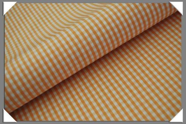 Peach Gingham Cotton Shirting Cotton Fabric - Peach Gingham, 58/60" Width
