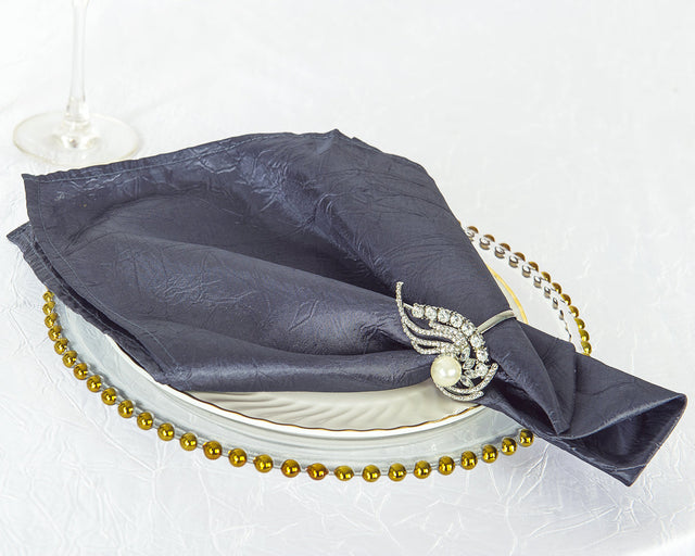 Crushed Taffeta Dinner Napkin Sample 20x20 Pewter/Charcoal