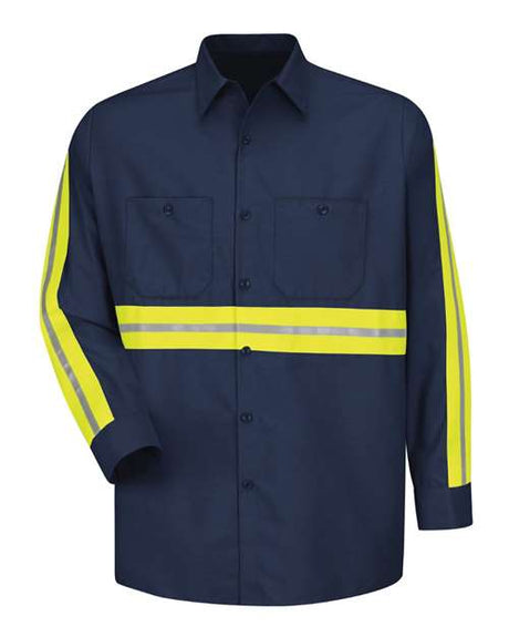 Red Kap Men's Industrial Enhanced-Visibility Long Sleeve Work Shirt