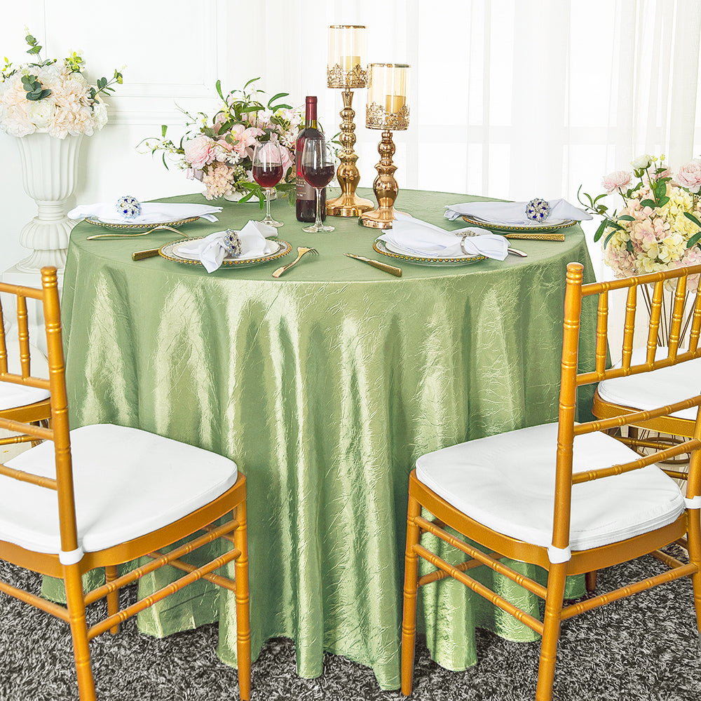 Round Crushed Taffeta Tablecloth 120" Sage Green