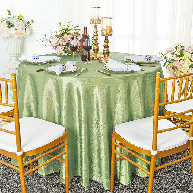 Round Crushed Taffeta Tablecloth 108" Sage Green