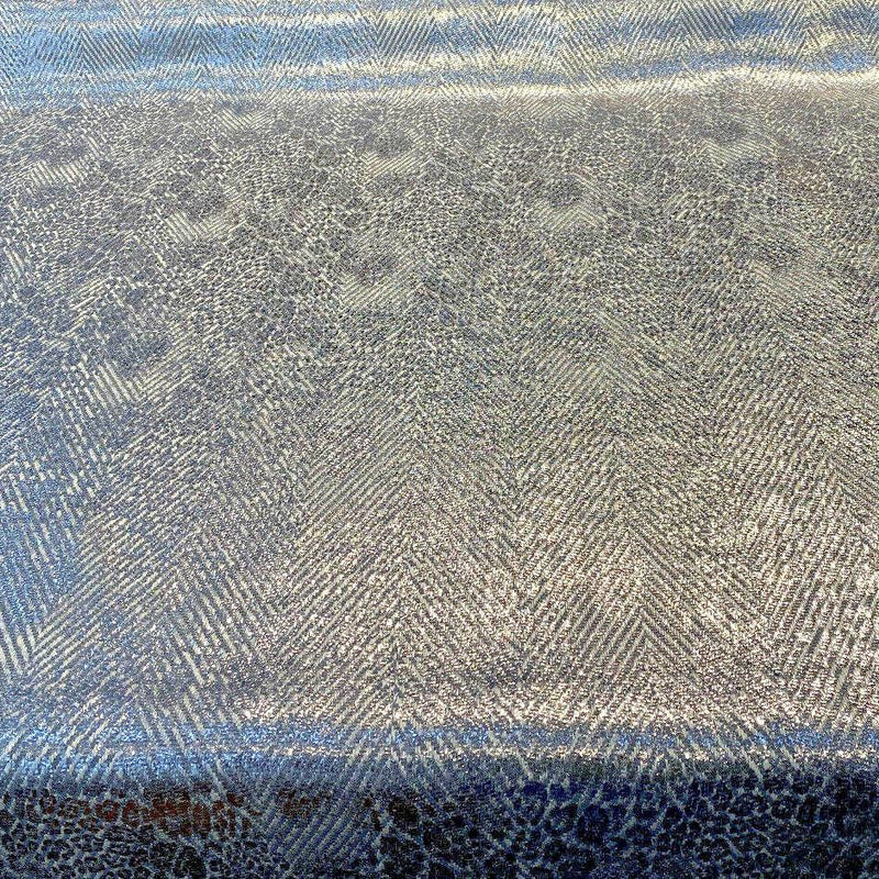 Express Chrome Silver Italian Cotton Viscose Linen Polyester Acrylic Fabric - Chrome Silver Chevron, 56" Width (1 Yard)