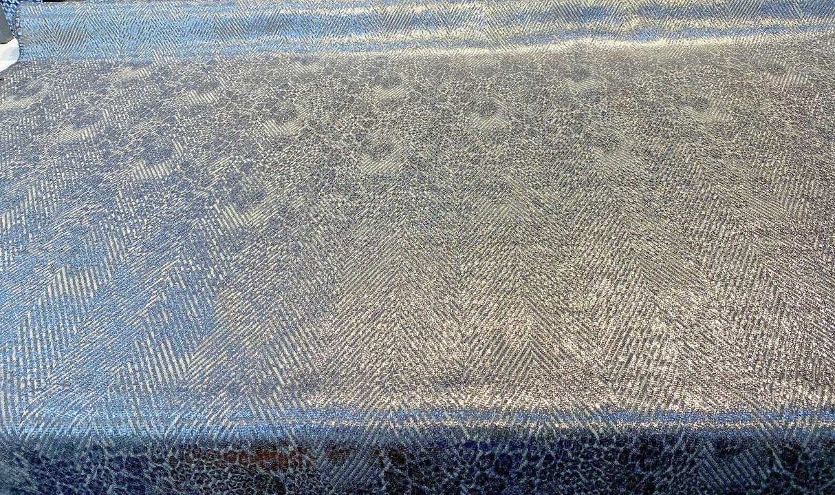 Express Chrome Silver Italian Cotton Viscose Linen Polyester Acrylic Fabric - Chrome Silver Chevron, 56" Width (1 Yard)