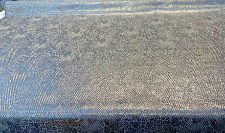 Express Chrome Silver Italian Cotton Viscose Linen Polyester Acrylic Fabric - Chrome Silver Chevron, 56" Width (1 Yard)
