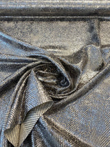 Express Chrome Silver Italian Cotton Viscose Linen Polyester Acrylic Fabric - Chrome Silver Chevron, 56" Width (1 Yard)