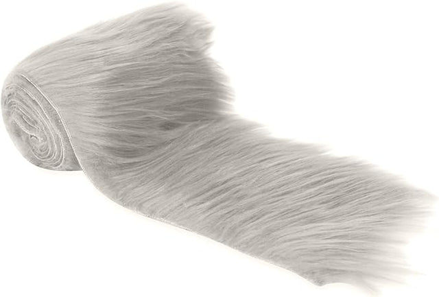 Faux Fur Fabric Ribbon Platinum Gray