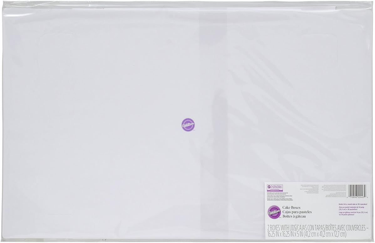 Wilton White Sheet Cake Box with Lid – 16.25" x 16.25" x 5" for 16" durms board